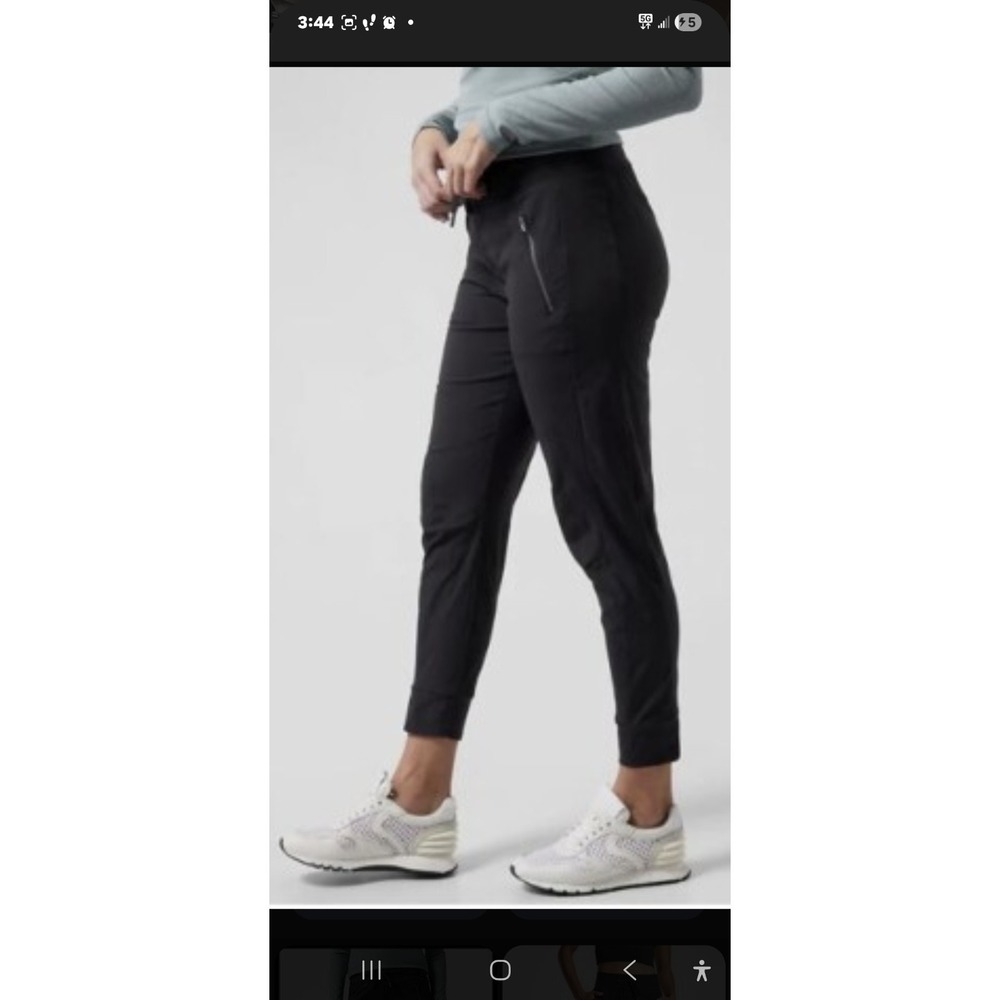 Athleta Women's 2 Trekkie North Jog ger Pant Black Drawstring  Athleisure Hiking